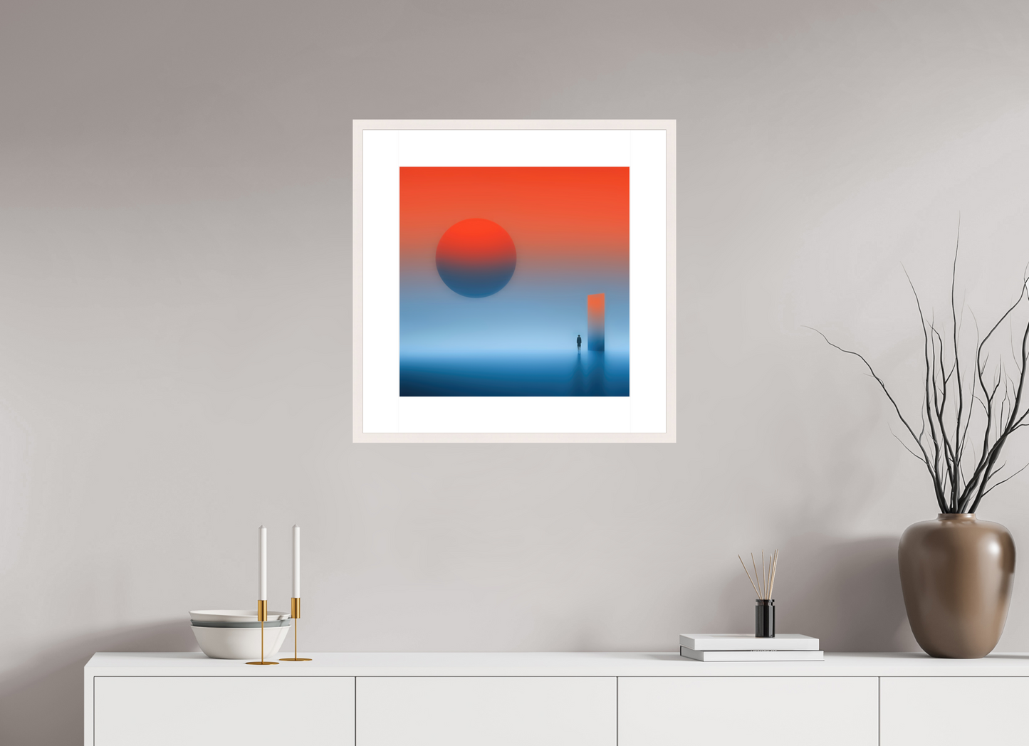 50 x 50 cm, Fine Art Print gerahmt Passage ins Abendrot