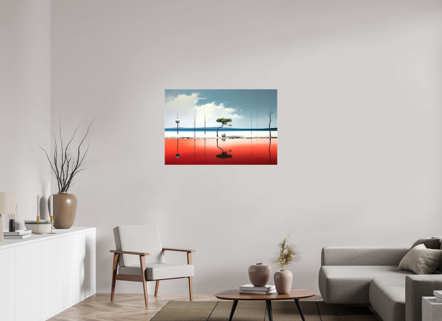 105 x 70 cm, Leinwand glänzend Balance am Rand des Wassers