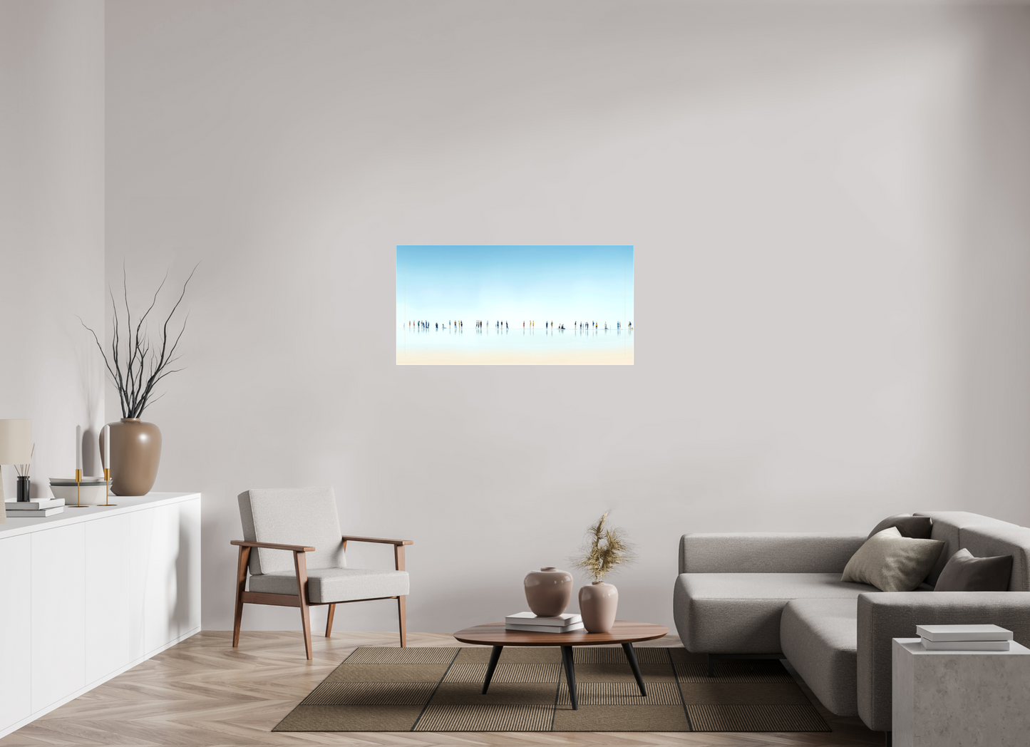 120 x 60 cm, Leinwand glänzend Menschen am Strand-01-21
