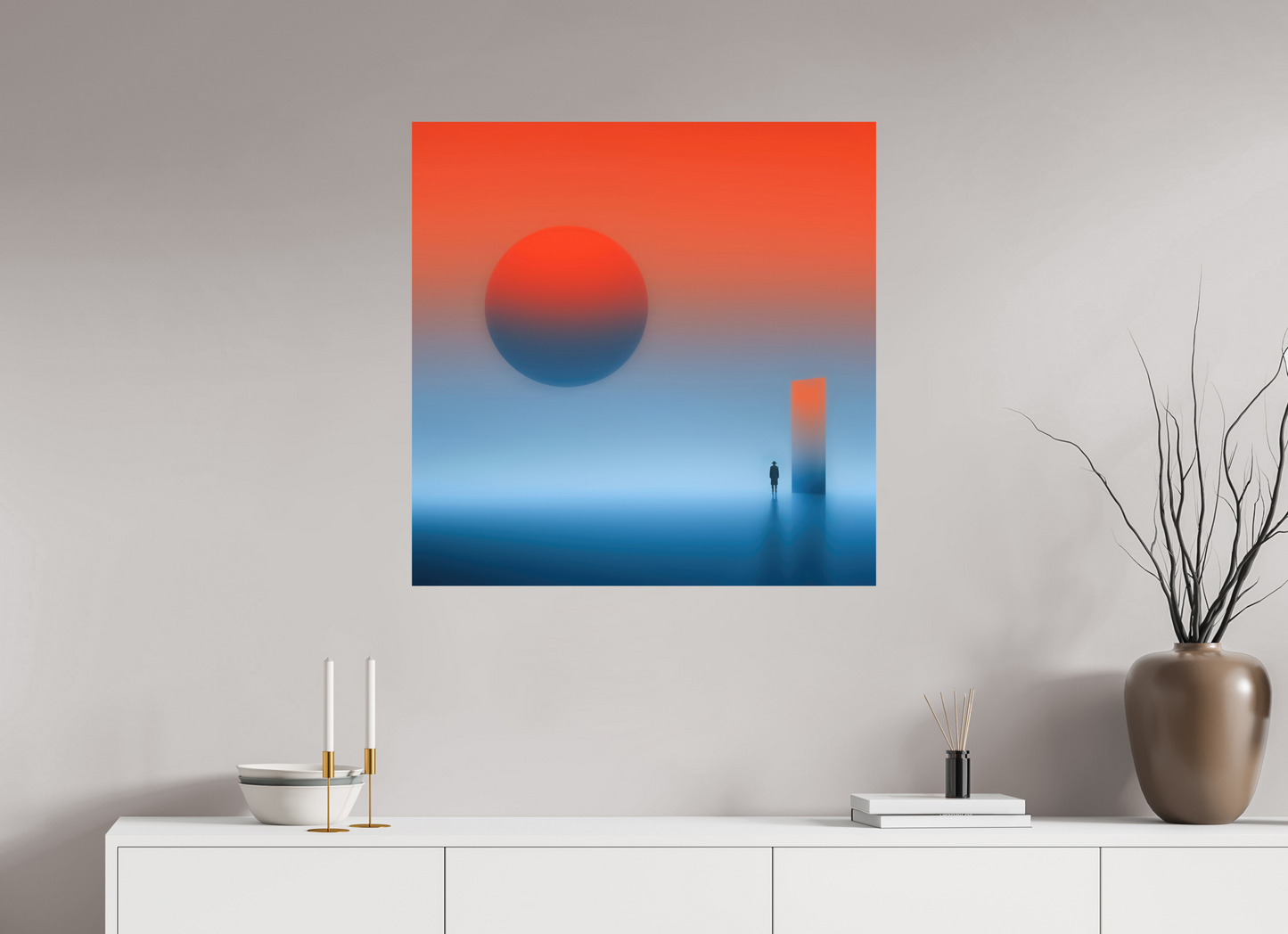 80 x 80 cm, Fine Art Print gerahmt Passage ins Abendrot