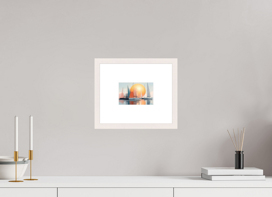 15 x 10 cm, Fine Art Print gerahmt Segelboot-Kunst - Zwischen Horizont und Geometrie-01