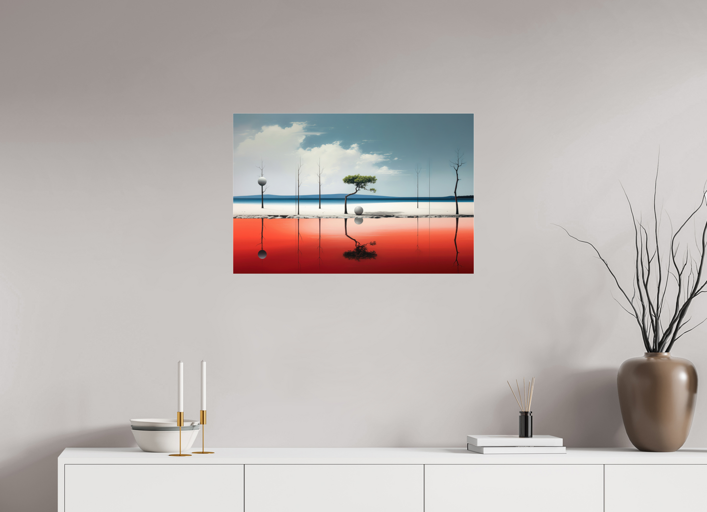 75 x 50 cm, Acrylglas glänzend standard Balance am Rand des Wassers