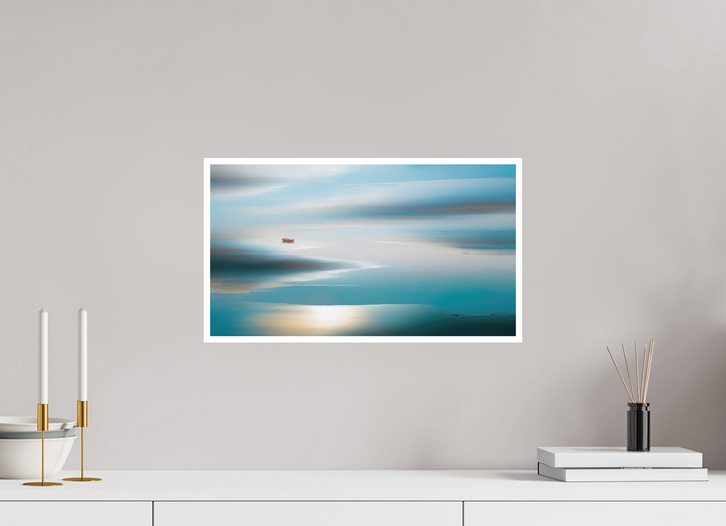 48 x 27 cm, Fine Art Print Hahnemühle Baryta Boot im Wattenmeer-06—Wandkunst, Fine Art Print, Leinwand, Acryldruck, Alu-Dibond