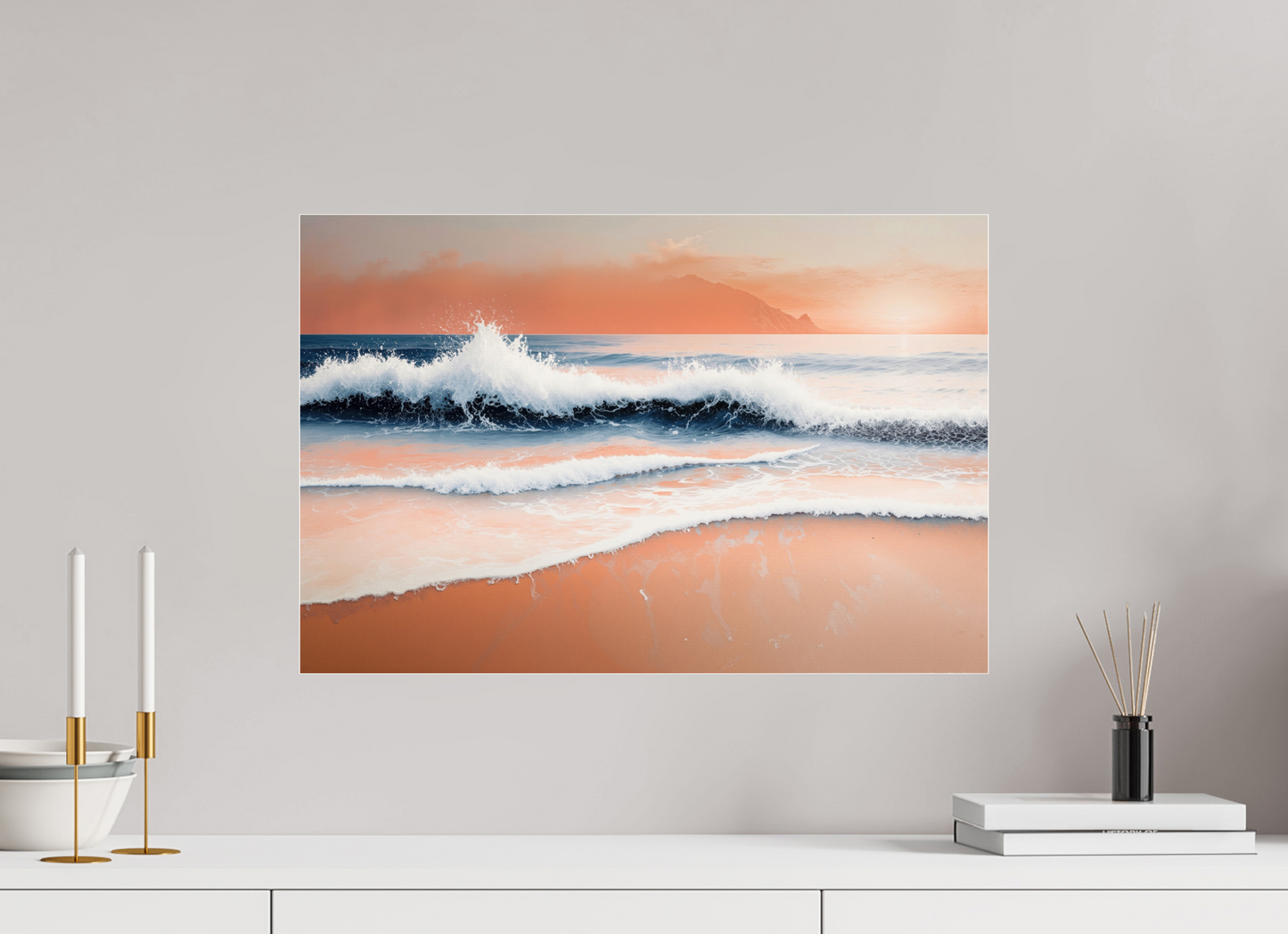 60 x 40 cm, Acrylglas glänzend standard Brandung in Pastell