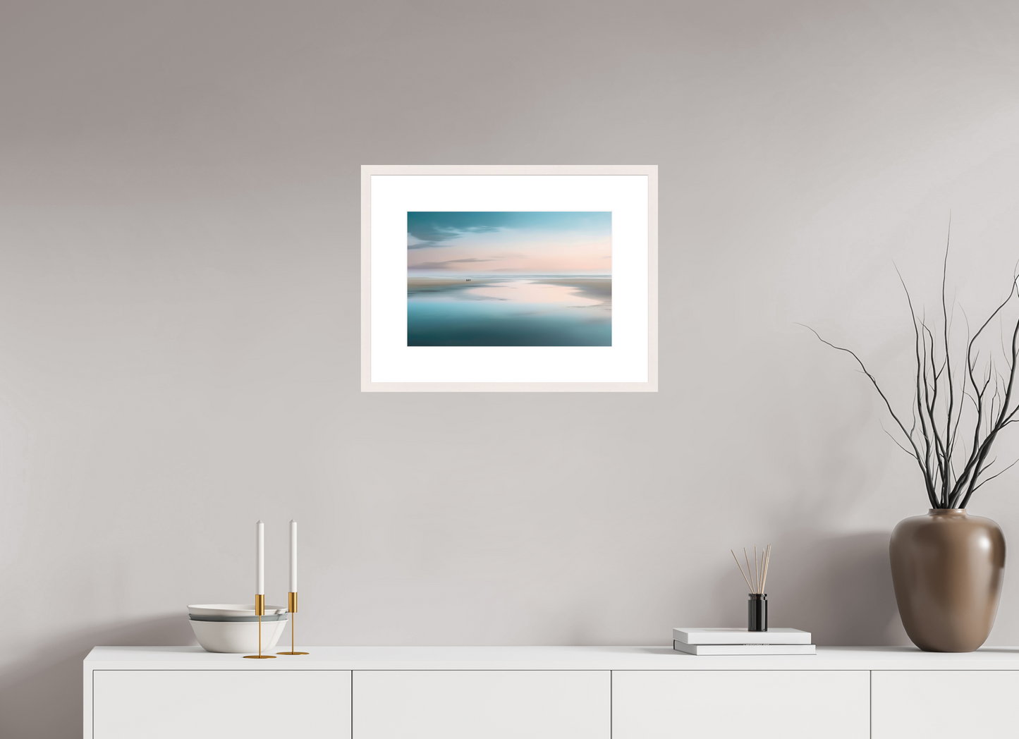 45 x 30 cm, Fine Art Print gerahmt Menschen im Wattenmeer-01—Wandkunst, Fine Art Print, Leinwand, Acryldruck, Alu-Dibond