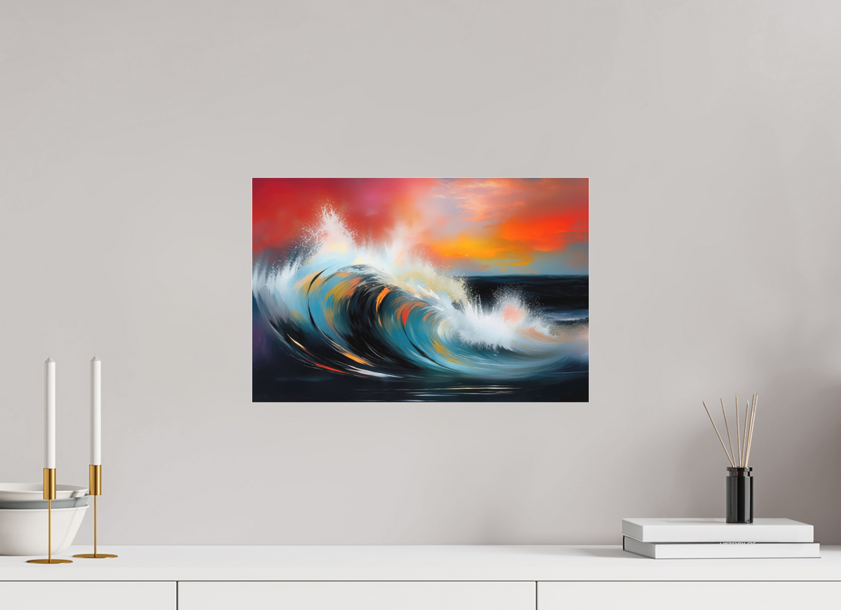 45 x 30 cm, Fine Art Pigmentdruck hinter Acrylglas Glühende Brandung—Wandkunst, Fine Art Print, Leinwand, Acryldruck, Alu-Dibond