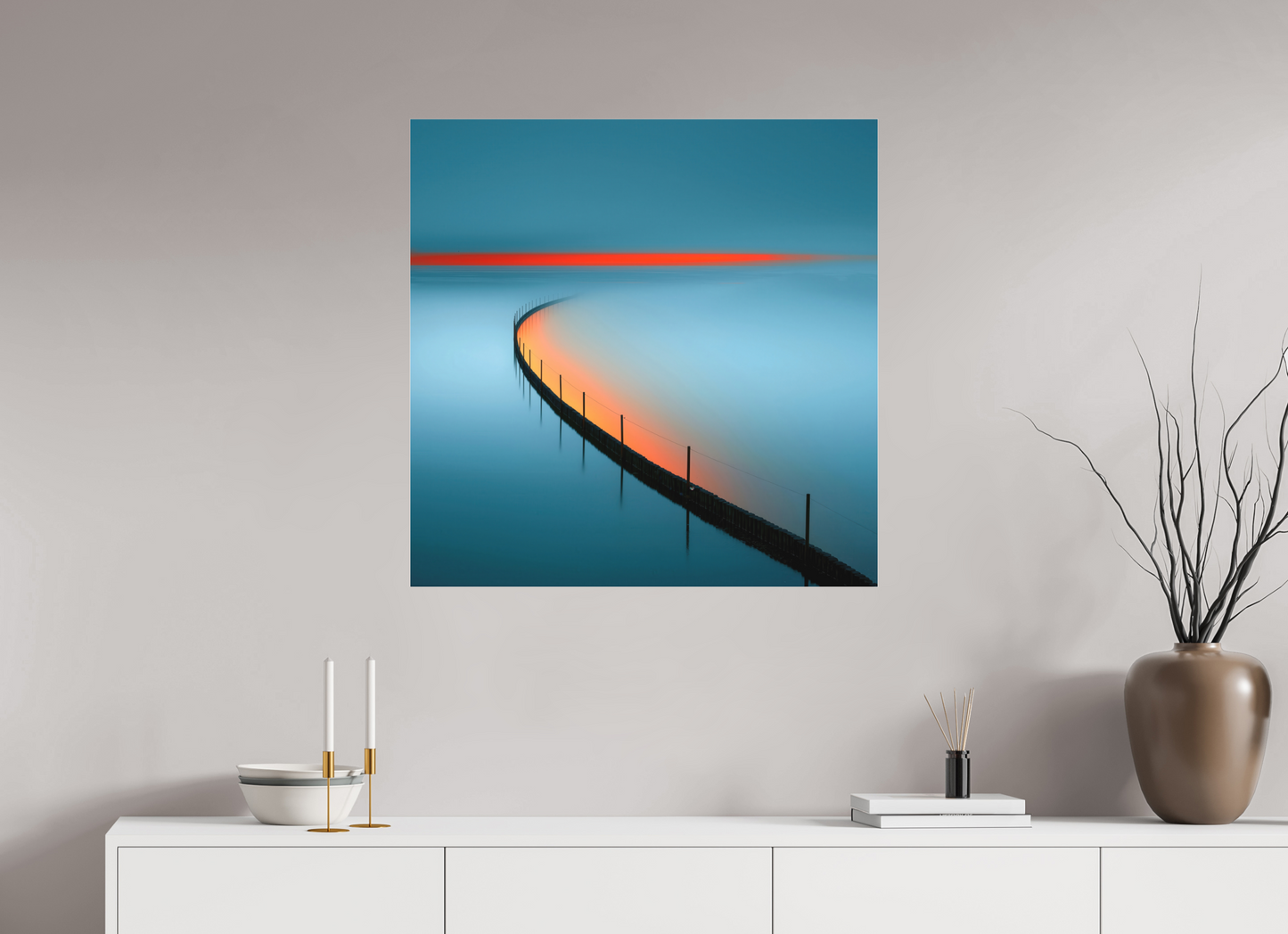 80 x 80 cm, Fine Art Pigmentdruck hinter Acrylglas Gezeitenfeuer