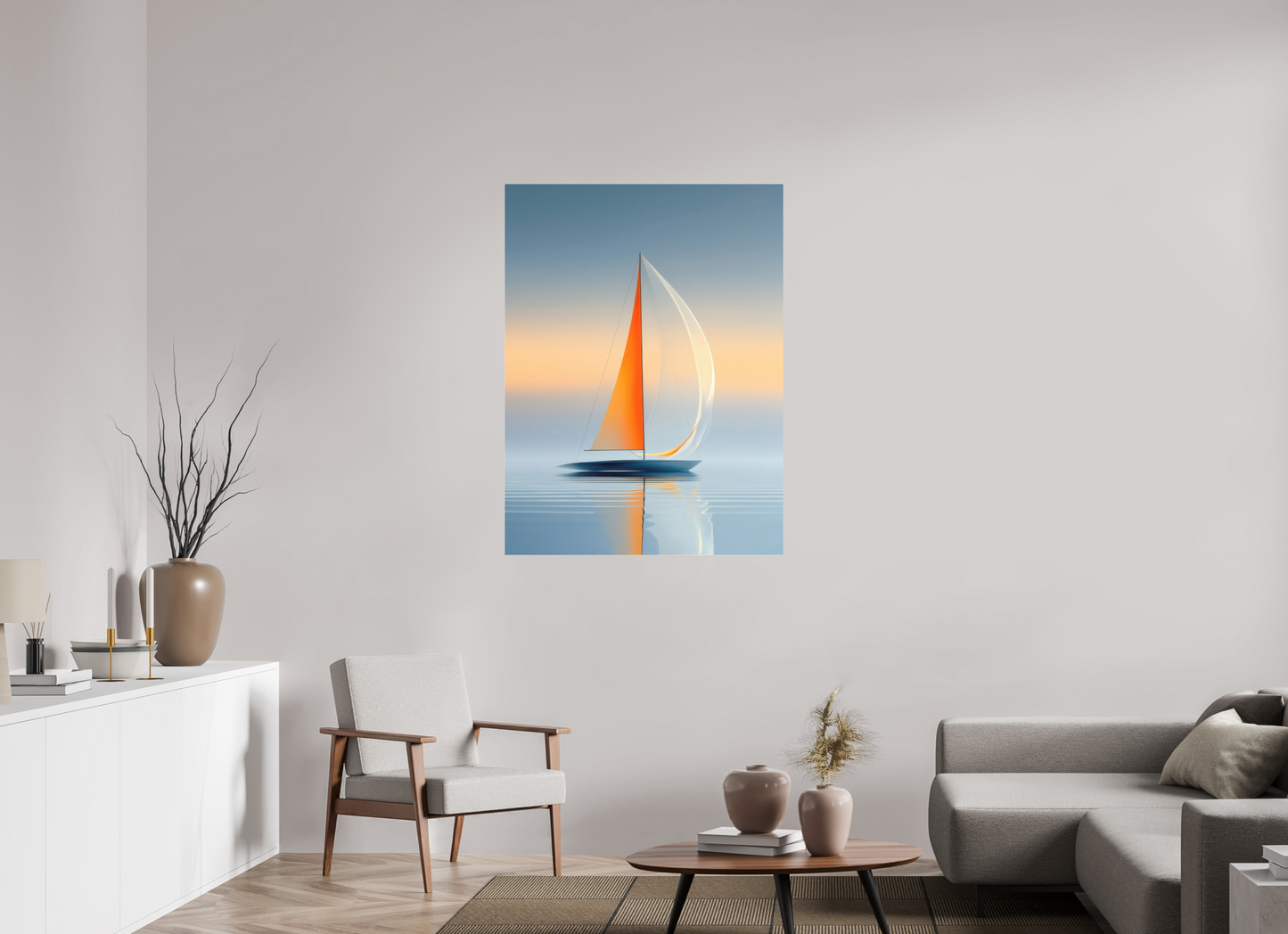 90 x 120 cm, Fine Art Pigmentdruck hinter Acrylglas Ein Segel, ein Horizont