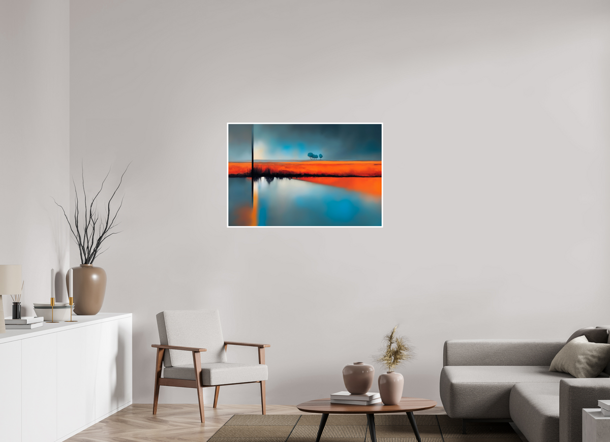 105 x 70 cm, Fine Art Print Hahnemühle Baryta Blauer Halt am roten Ufer—Wandkunst, Fine Art Print, Leinwand, Acryldruck, Alu-Dibond