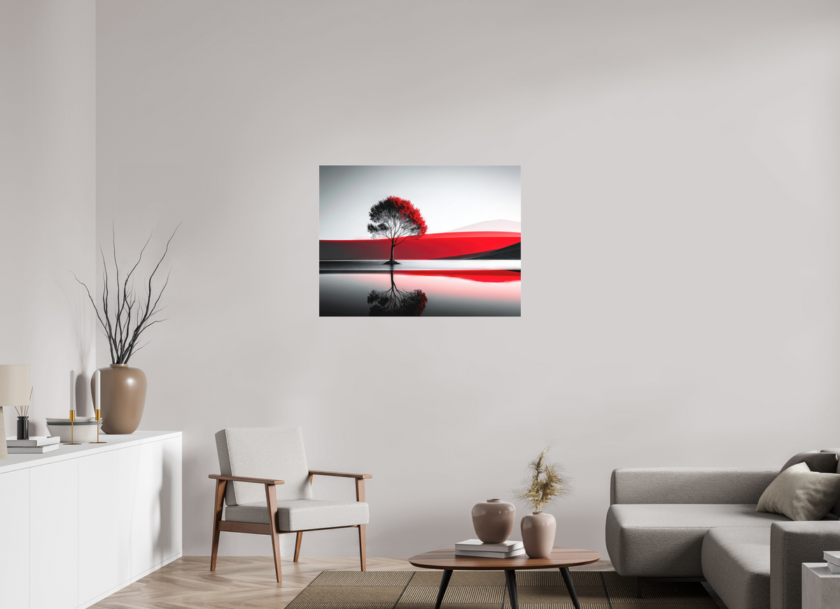 100 x 75 cm, Fine Art Pigmentdruck hinter Acrylglas Baum am Ufer surreal-01—Wandkunst, Fine Art Print, Leinwand, Acryldruck, Alu-Dibond