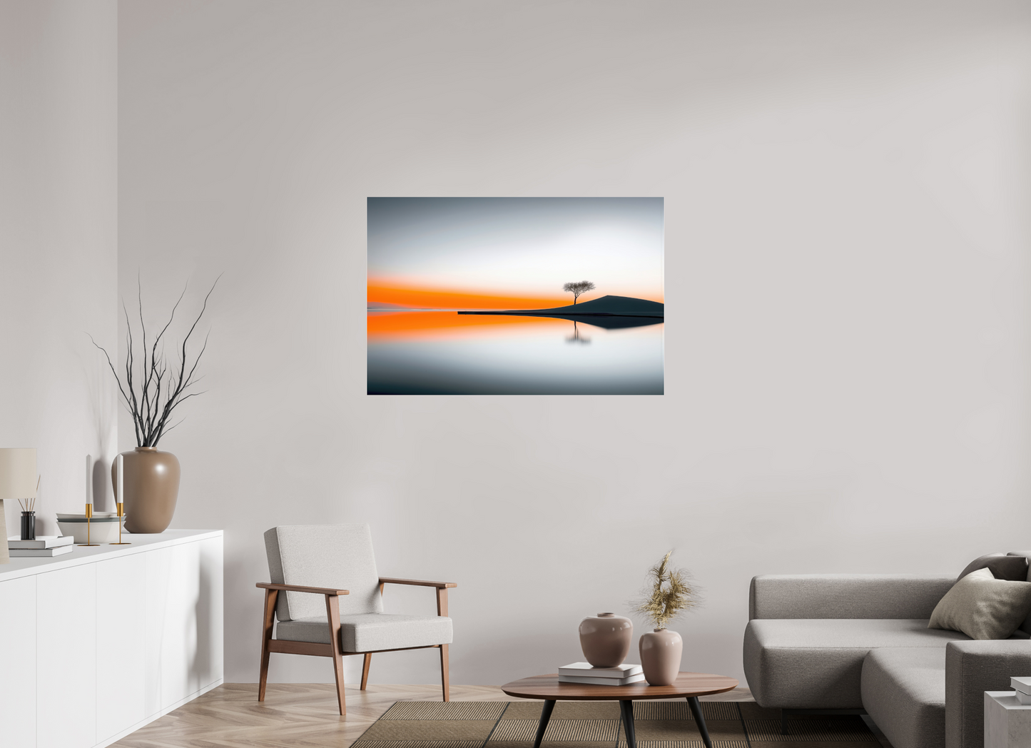 120 x 80 cm, Acrylglas glänzend standard Uferlinie im Morgenlicht