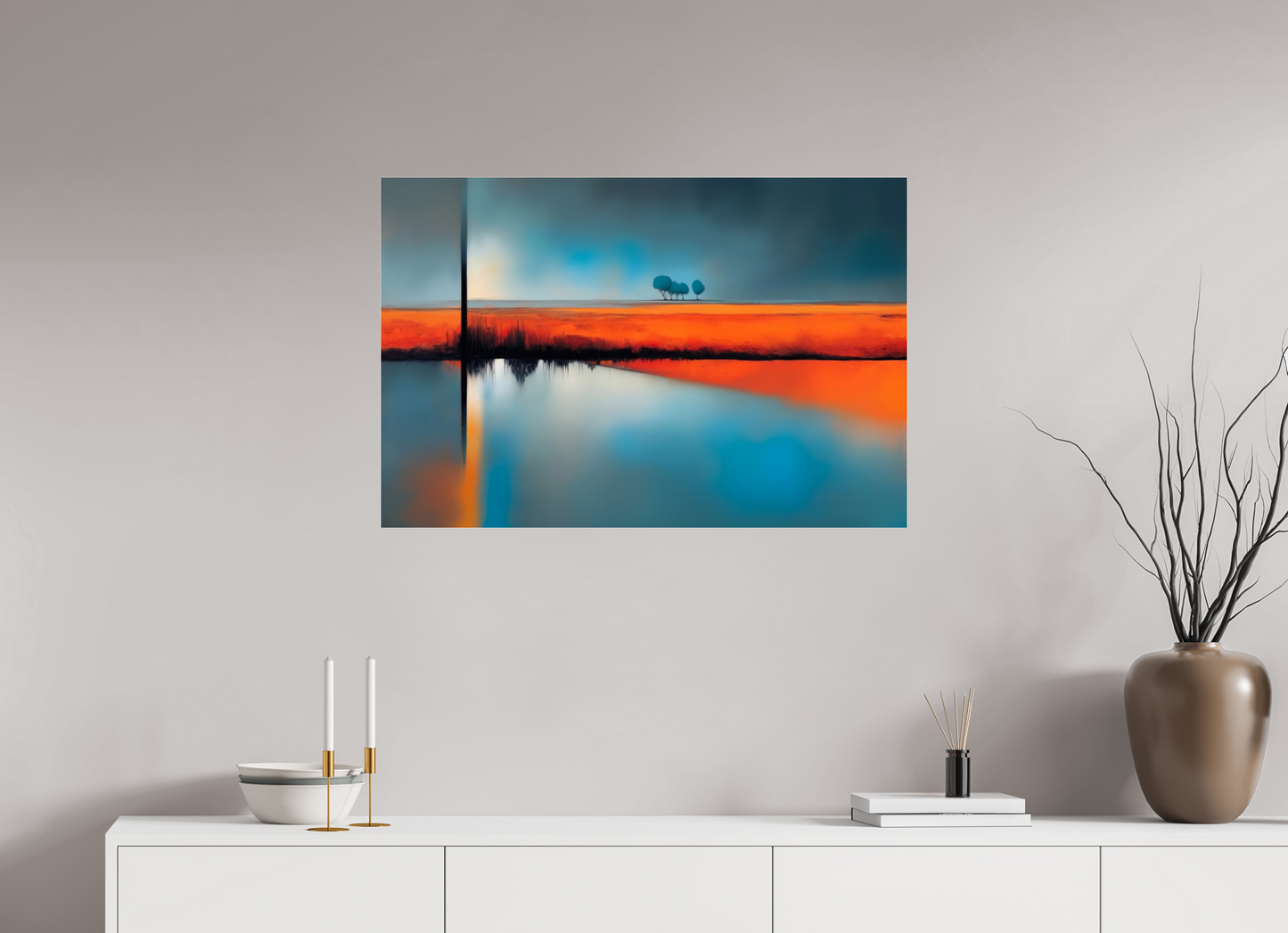 90 x 60 cm, Acrylglas glänzend standard Blauer Halt am roten Ufer