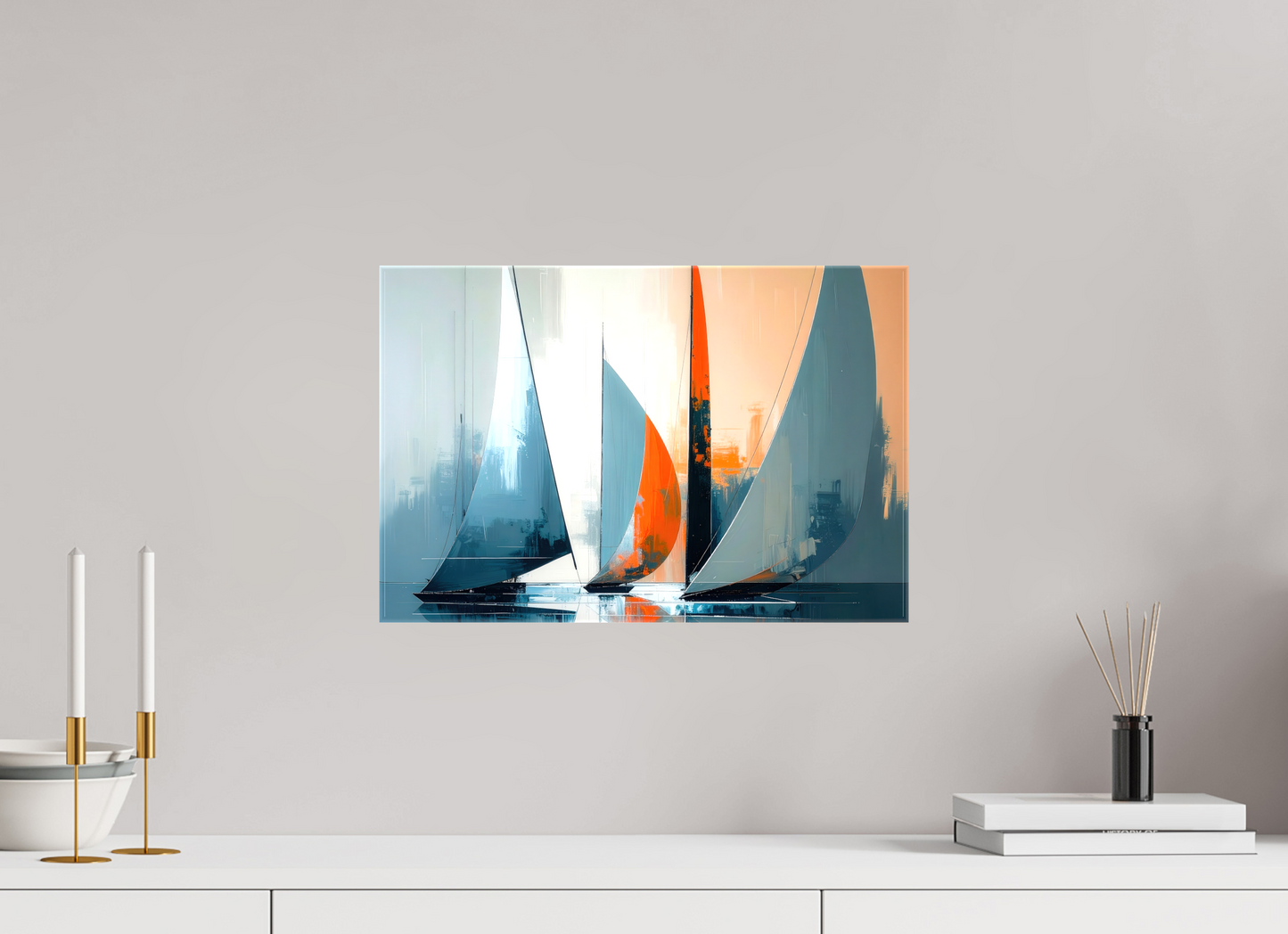 45 x 30 cm, Leinwand glänzend Segelboote abstrakt-14-32