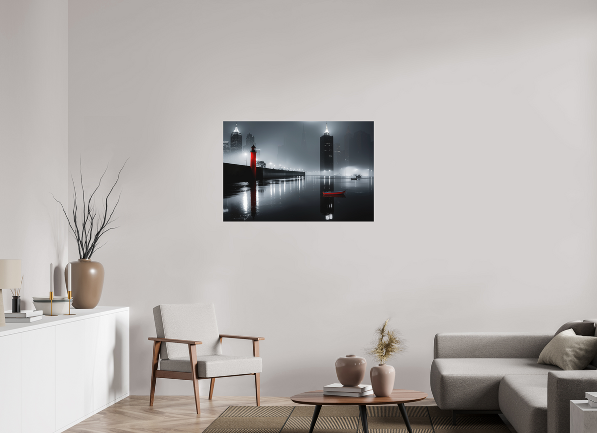 105 x 70 cm, Fine Art Pigmentdruck hinter Acrylglas Hafenstadt bei Nacht -noir city- 01—Wandkunst, Fine Art Print, Leinwand, Acryldruck, Alu-Dibond