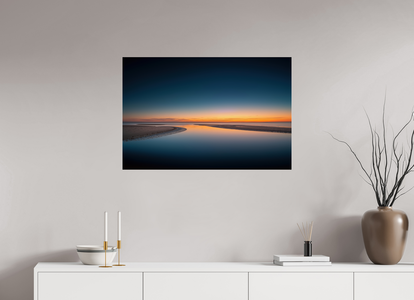 90 x 60 cm, Acrylglas glänzend standard Stille über dem Watt-02