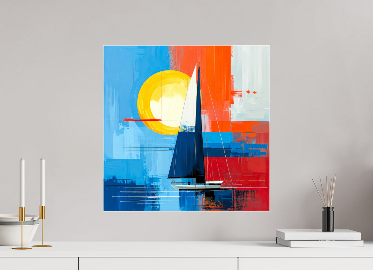 50 x 50 cm, Acrylglas glänzend standard Segelboot-Kunst – Licht, Farbe und Bewegung—Wandkunst, Fine Art Print, Leinwand, Acryldruck, Alu-Dibond