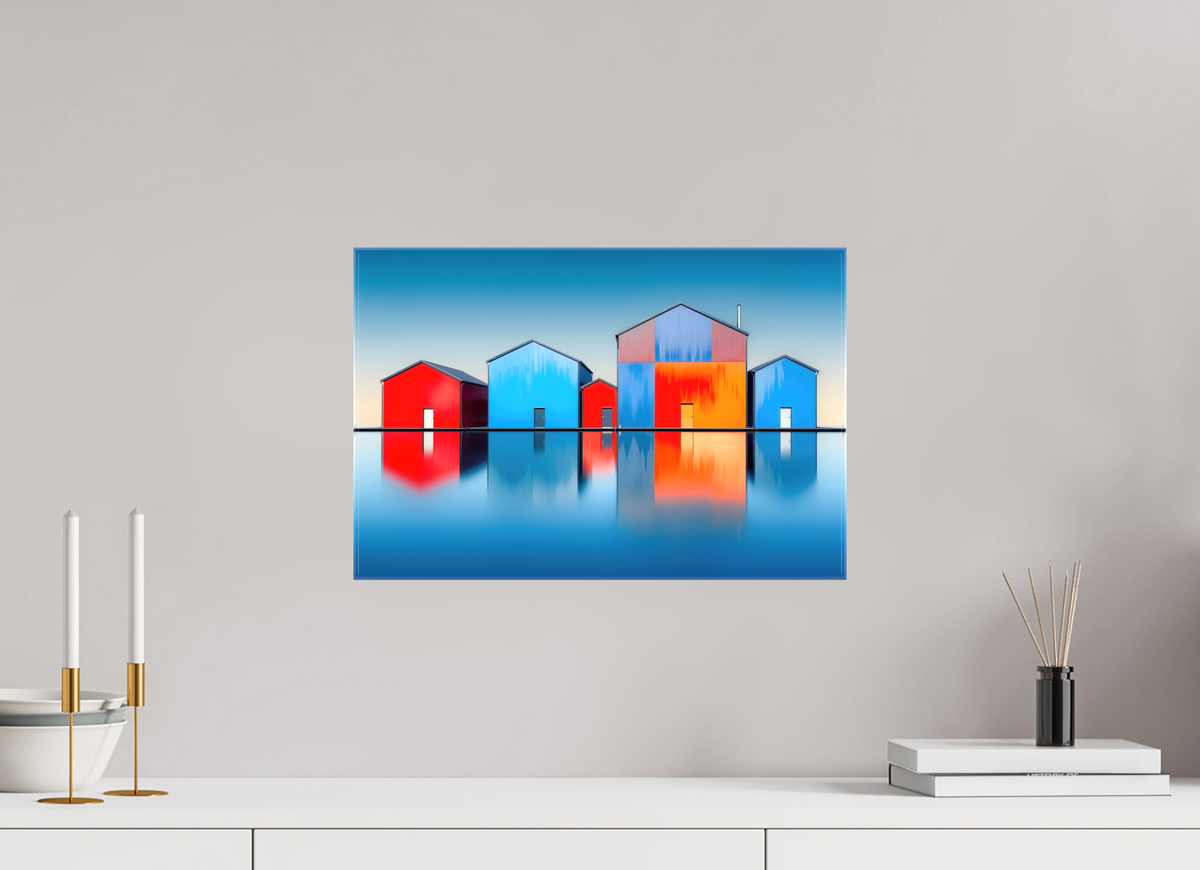 45 x 30 cm, Leinwand glänzend Farbklang am Wasser—Wandkunst, Fine Art Print, Leinwand, Acryldruck, Alu-Dibond