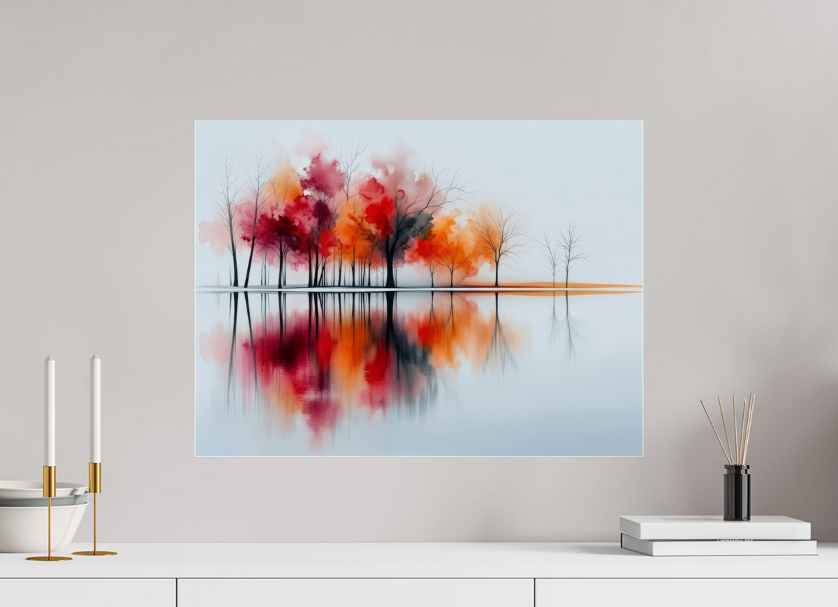 60 x 45 cm, Acrylglas glänzend standard Uferträume – Sinfonie in Zinnober