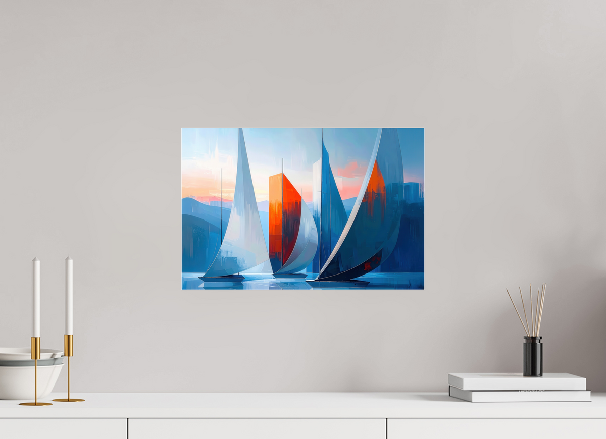 45 x 30 cm, Acrylglas glänzend standard Segelboote abstrakt-15-32—Wandkunst, Fine Art Print, Leinwand, Acryldruck, Alu-Dibond