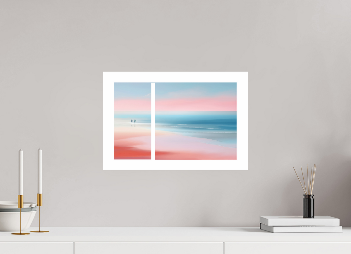 45 x 30 cm, Fine Art Print Hahnemühle Baryta Zwei Frauen am Meer, Diptychon-Look, semi-abstrakt, minimalistisch