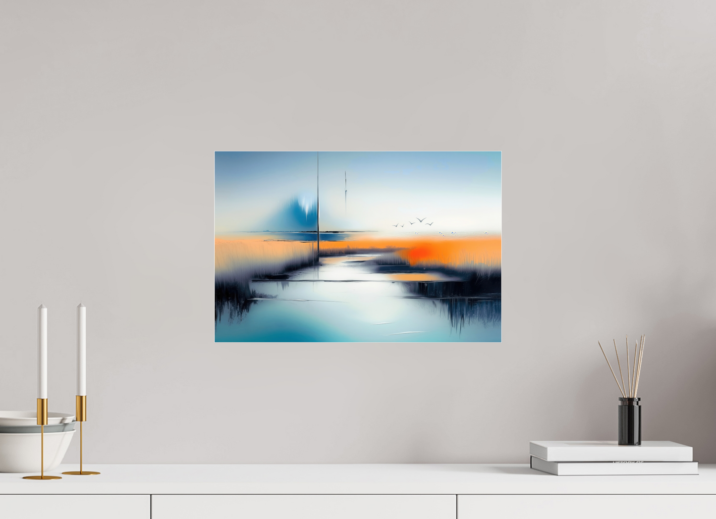 45 x 30 cm, Acrylglas glänzend standard Salzwiese im schwebenden Licht