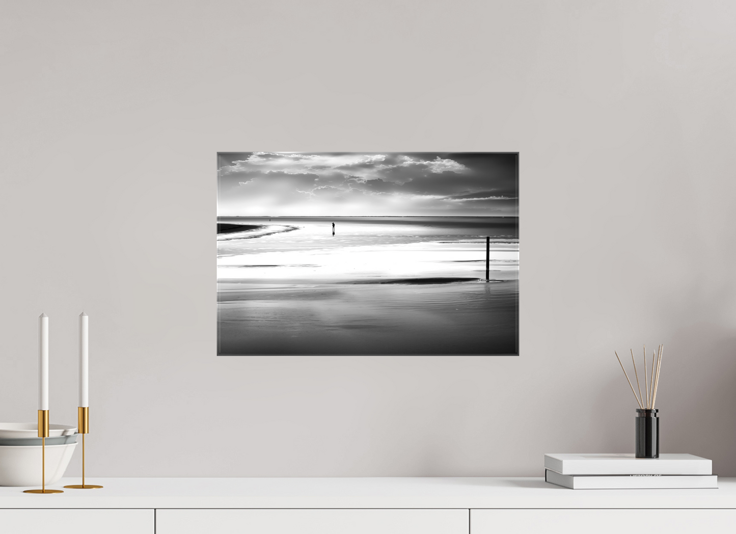 45 x 30 cm, Leinwand glänzend Mann im Wattenmeer-01