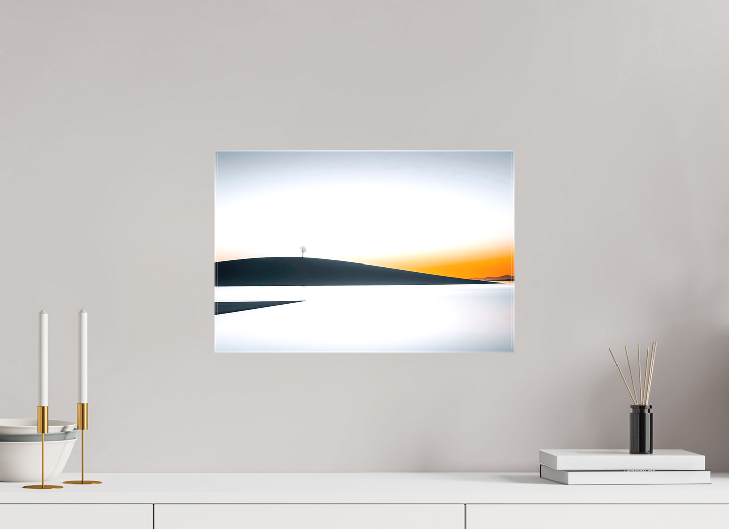 45 x 30 cm, Leinwand glänzend Einsamer Baum im Abendlicht