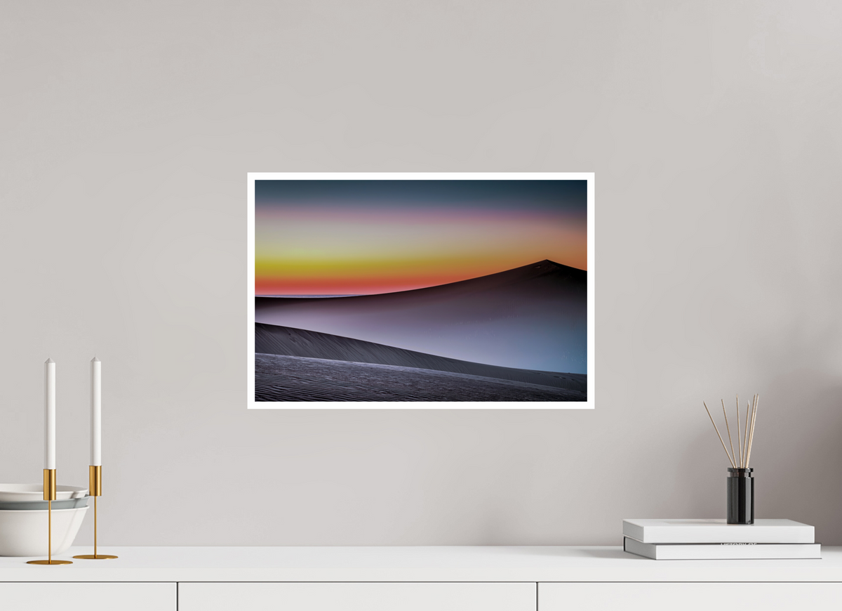 45 x 30 cm, Fine Art Print Hahnemühle Baryta Dämmerung über der Düne—Wandkunst, Fine Art Print, Leinwand, Acryldruck, Alu-Dibond