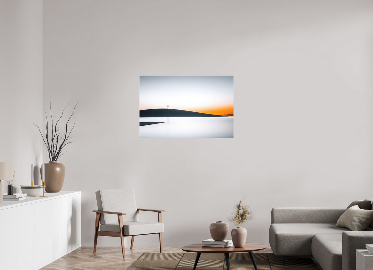 105 x 70 cm, Fine Art Pigmentdruck hinter Acrylglas Einsamer Baum im Abendlicht—Wandkunst, Fine Art Print, Leinwand, Acryldruck, Alu-Dibond