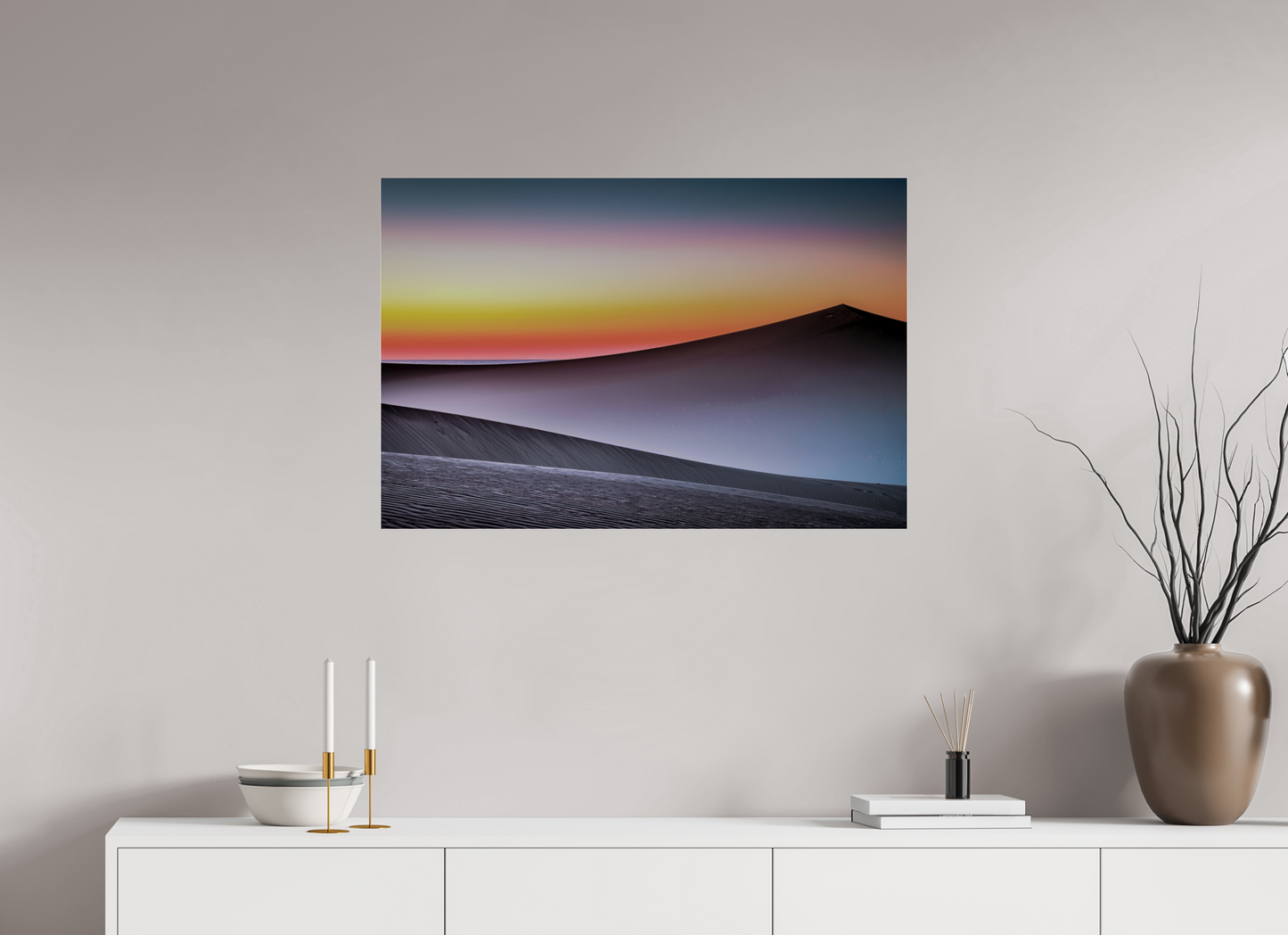 90 x 60 cm, Acrylglas glänzend standard Dämmerung über der Düne