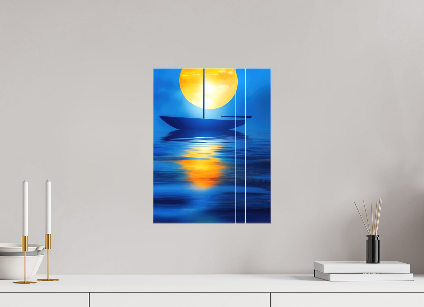 30 x 40 cm, Leinwand glänzend Segel im goldenen Kreis