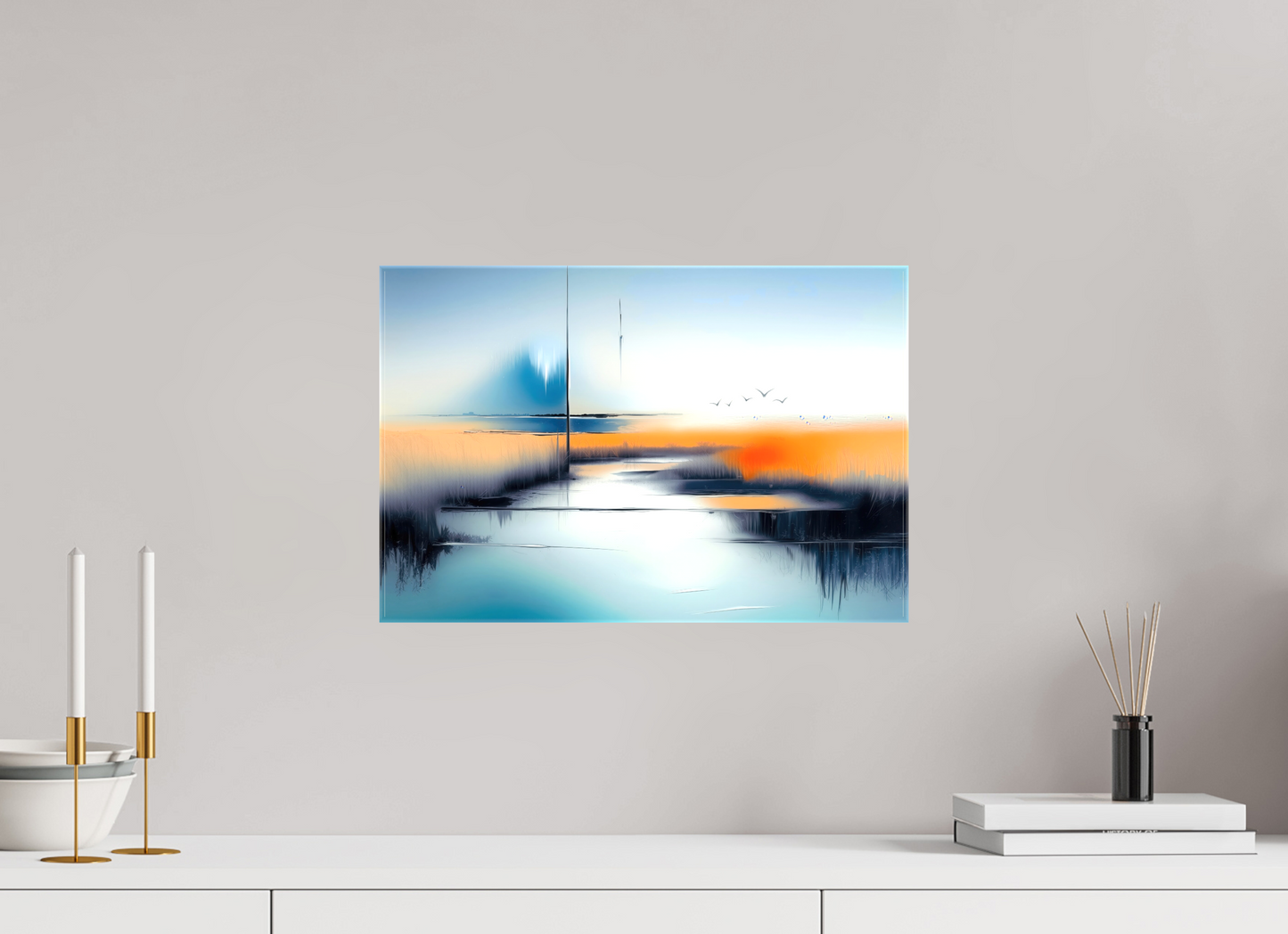 45 x 30 cm, Leinwand glänzend Salzwiese im schwebenden Licht