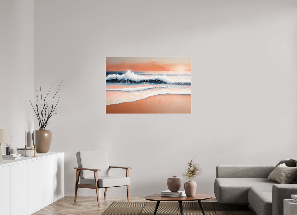 120 x 80 cm, Fine Art Pigmentdruck hinter Acrylglas Brandung in Pastell—Wandkunst, Fine Art Print, Leinwand, Acryldruck, Alu-Dibond