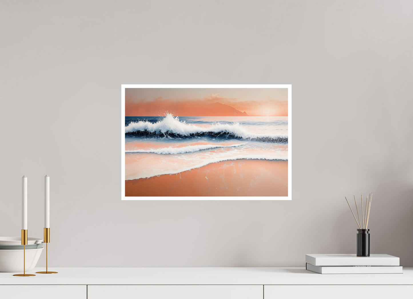 45 x 30 cm, Fine Art Print Hahnemühle Baryta Brandung in Pastell