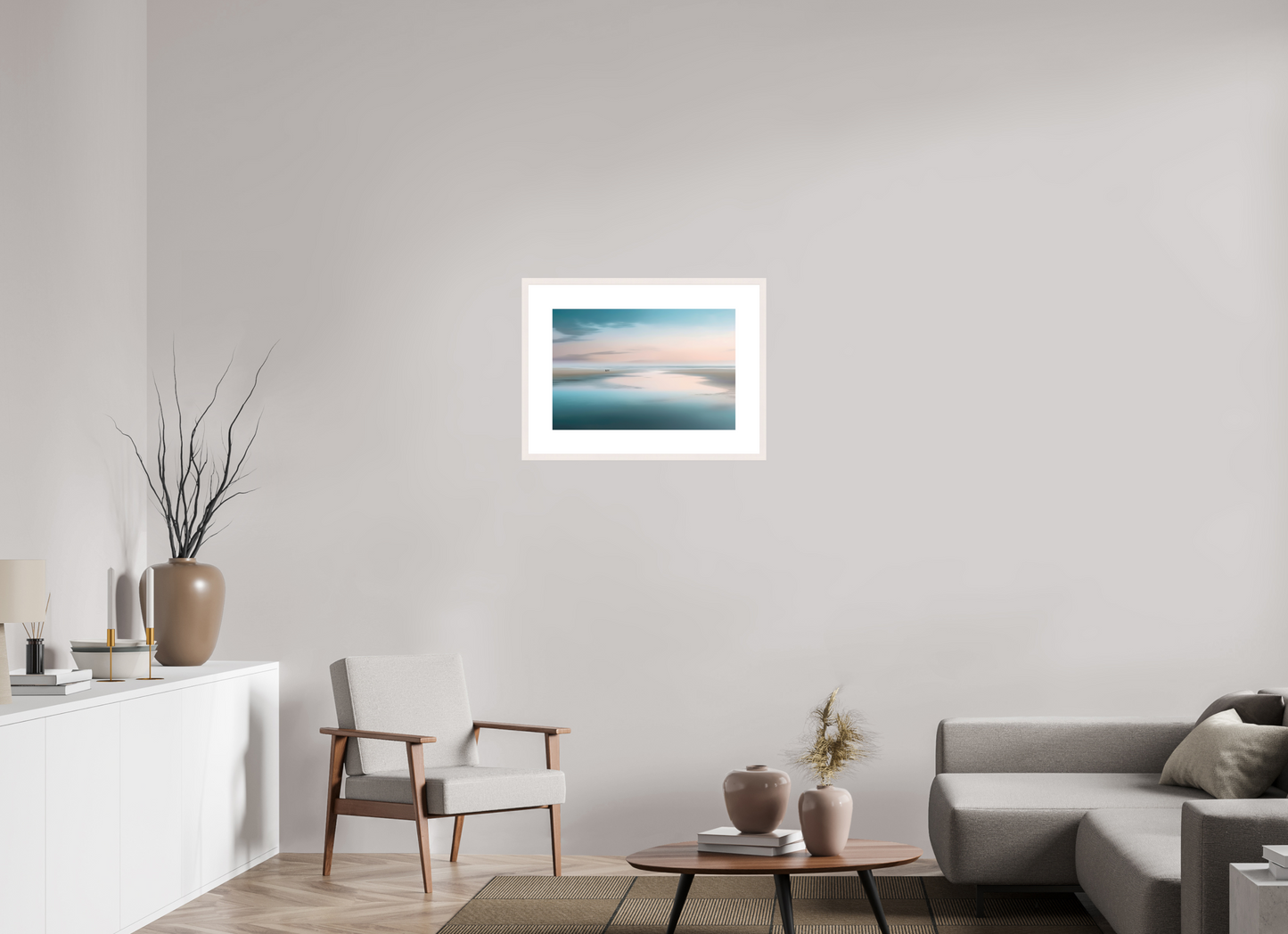 60 x 40 cm, Fine Art Print gerahmt Menschen im Wattenmeer-01—Wandkunst, Fine Art Print, Leinwand, Acryldruck, Alu-Dibond