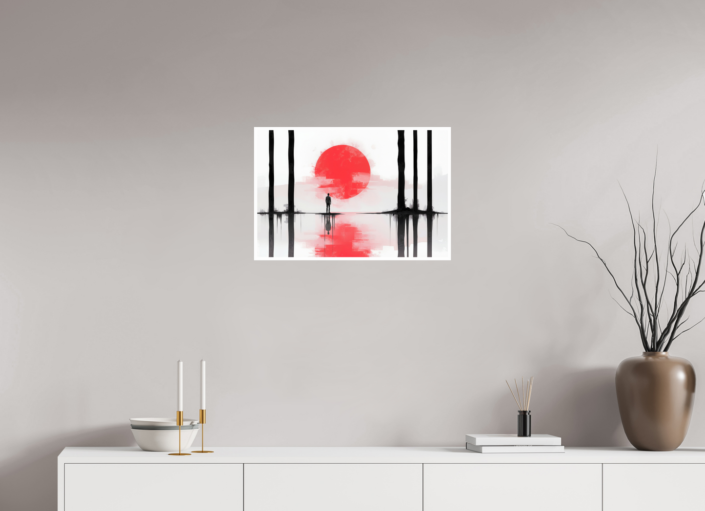 60 x 40 cm, Fine Art Print Hahnemühle Baryta Rote Sonne, Stille Küste