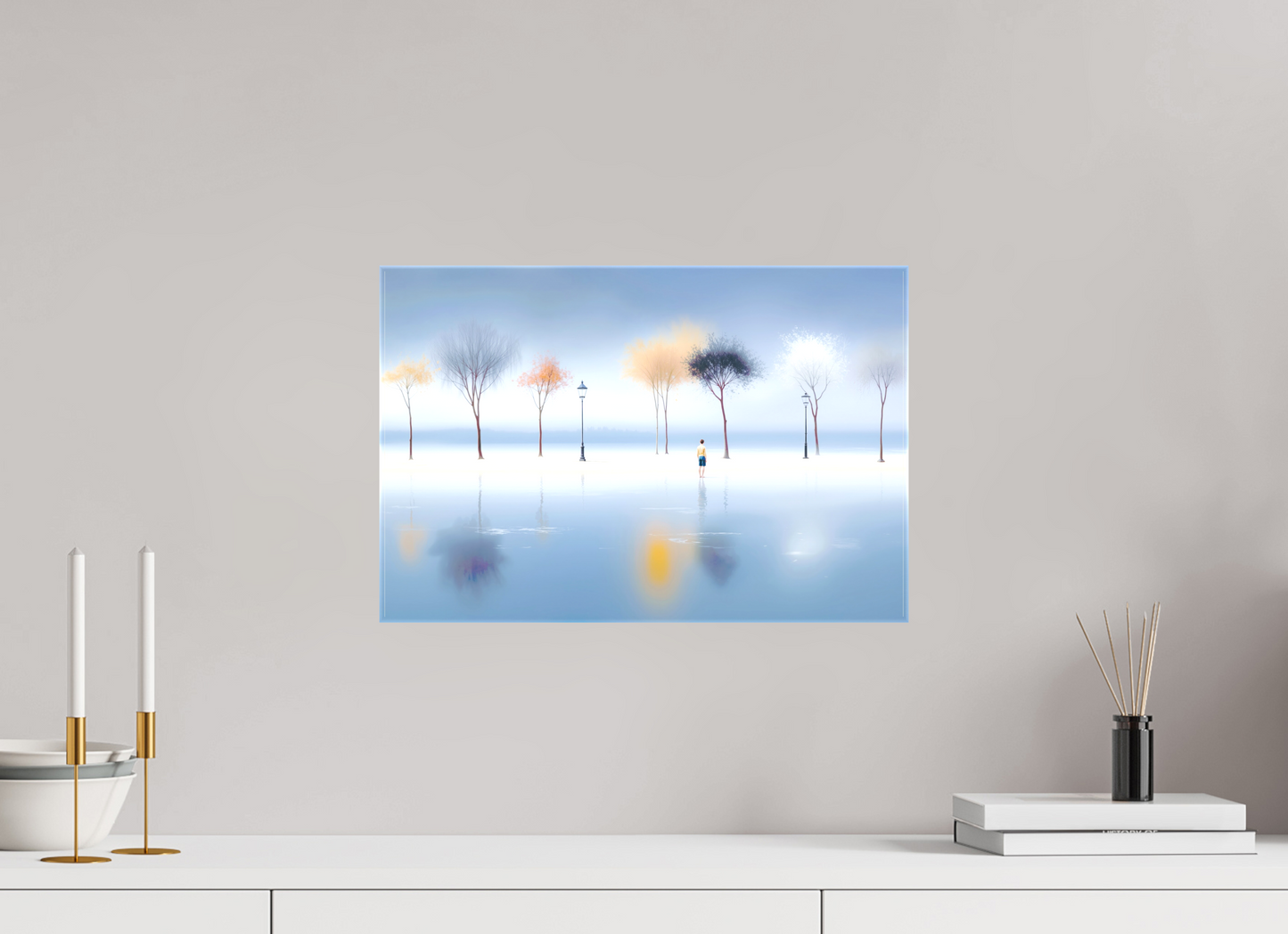 45 x 30 cm, Leinwand glänzend Stilles Ufer, ferne Gedanken
