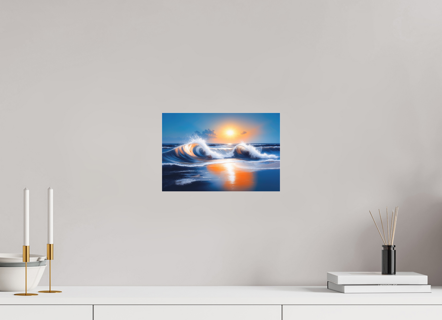 30 x 20 cm, Fine Art Pigmentdruck hinter Acrylglas Brandung im Licht