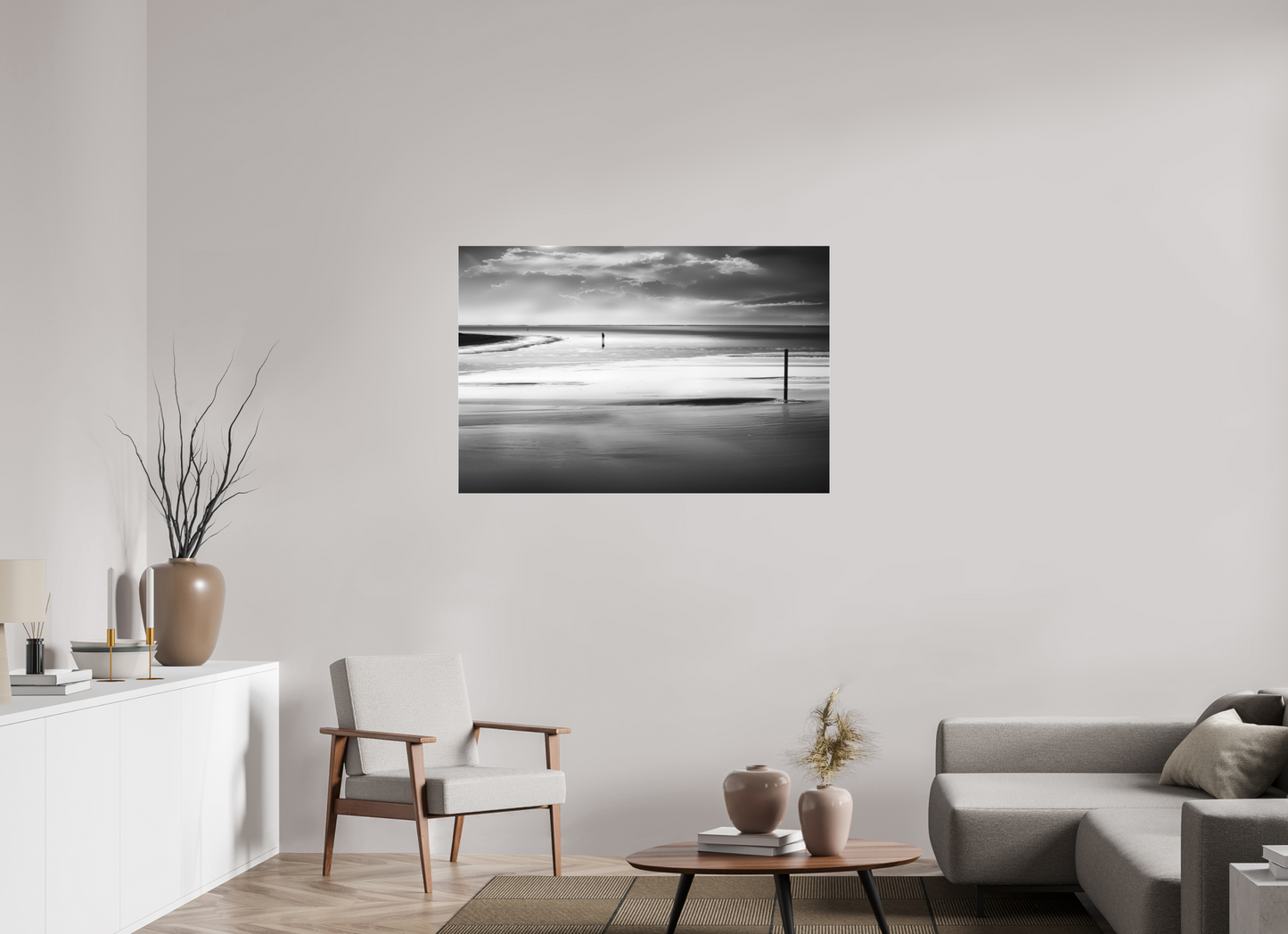 120 x 80 cm, Fine Art Pigmentdruck hinter Acrylglas Mann im Wattenmeer-01