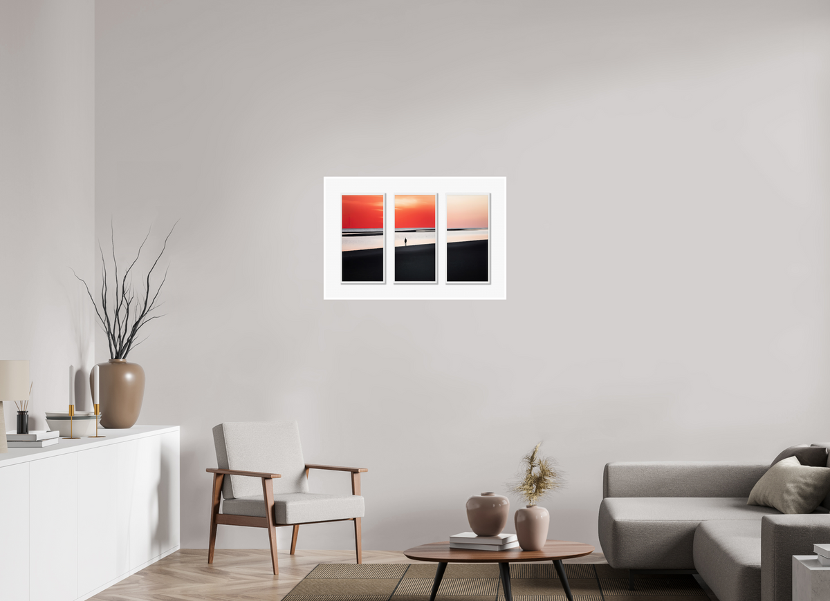 90 x 60 cm, Fine Art Print Hahnemühle Baryta Tryptichon Mann am Ufer