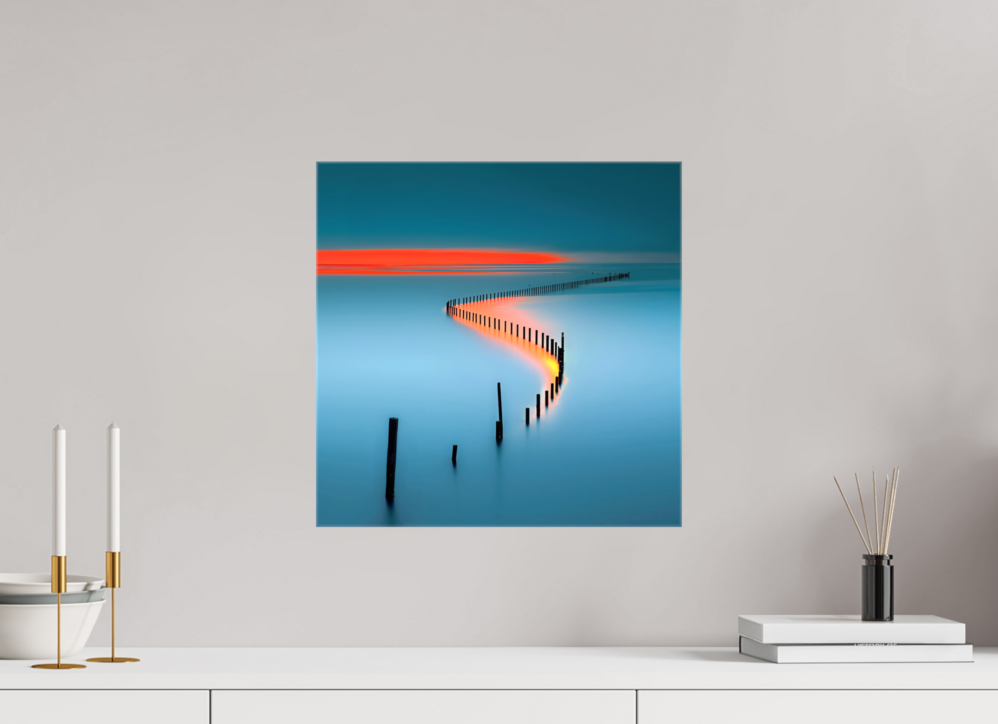 40 x 40 cm, Leinwand glänzend Lichtweg im Watt