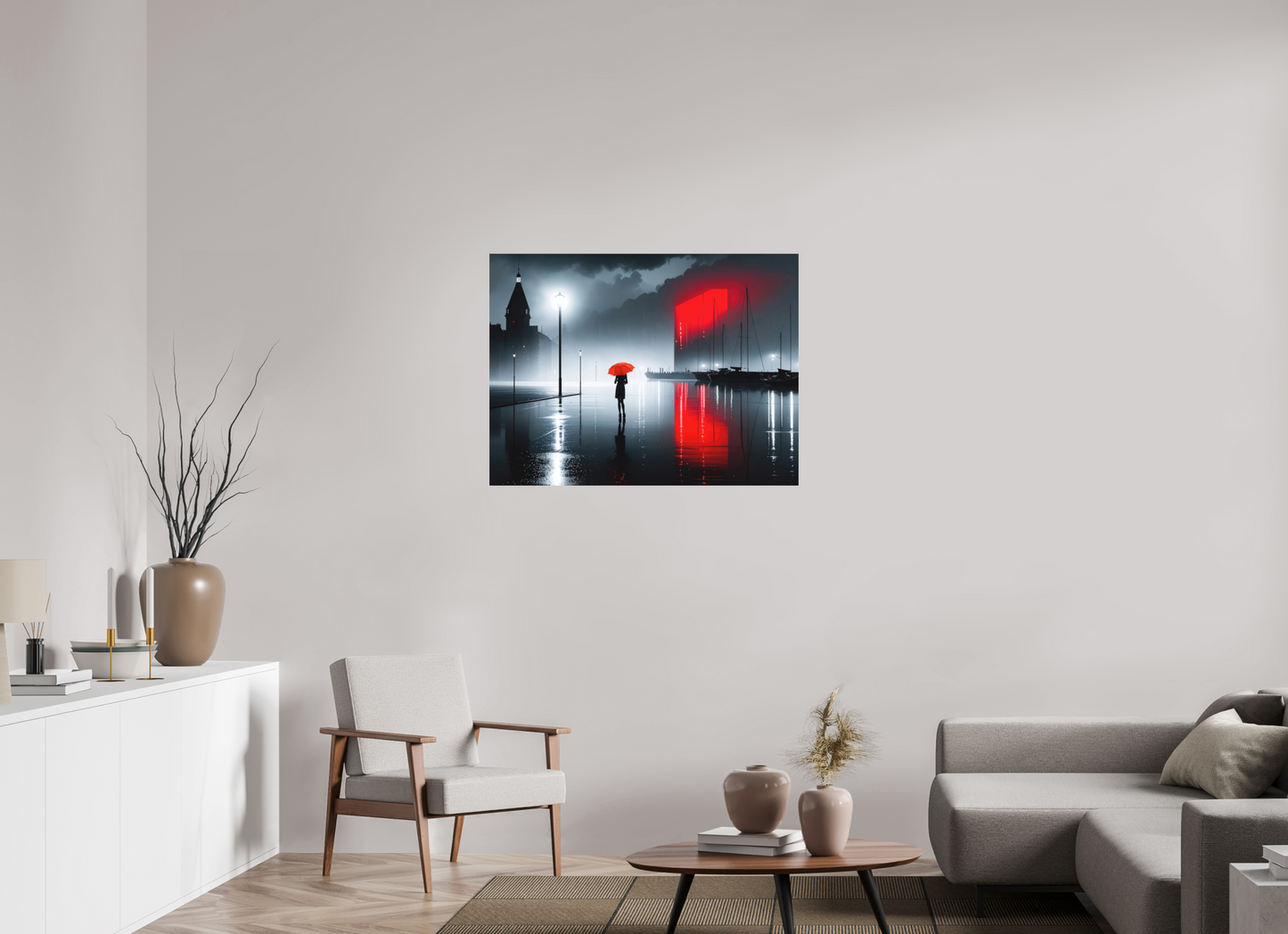 100 x 75 cm, Fine Art Pigmentdruck hinter Acrylglas Frau am Seglerhafen bei Nacht-01