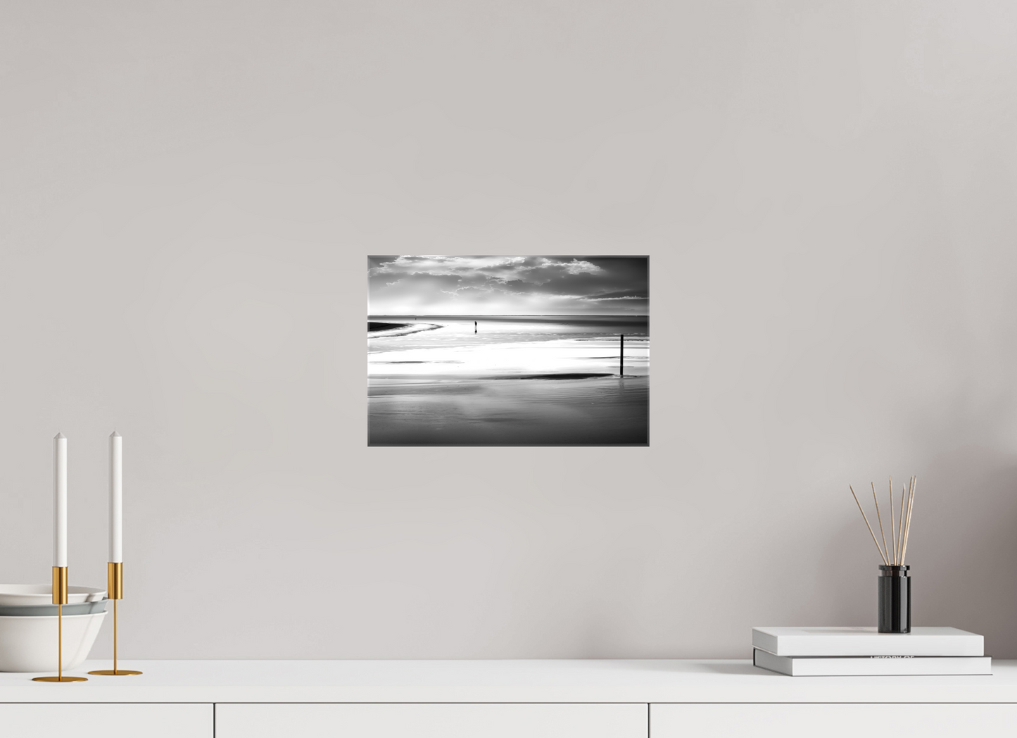 30 x 20 cm, Leinwand glänzend Mann im Wattenmeer-01