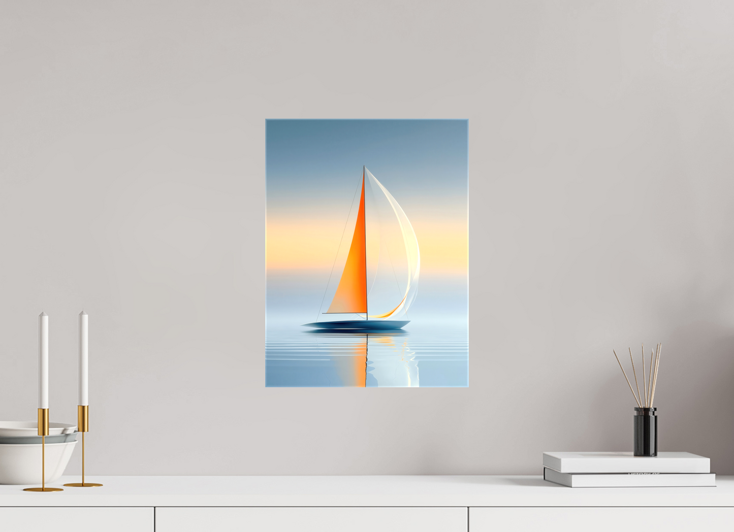 30 x 40 cm, Leinwand glänzend Ein Segel, ein Horizont