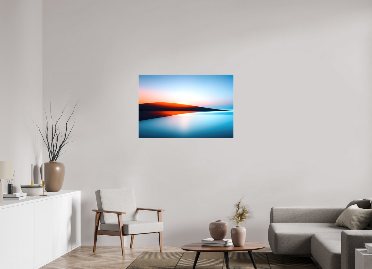 105 x 70 cm, Leinwand glänzend Lichtlinie am Horizont-01—Wandkunst, Fine Art Print, Leinwand, Acryldruck, Alu-Dibond