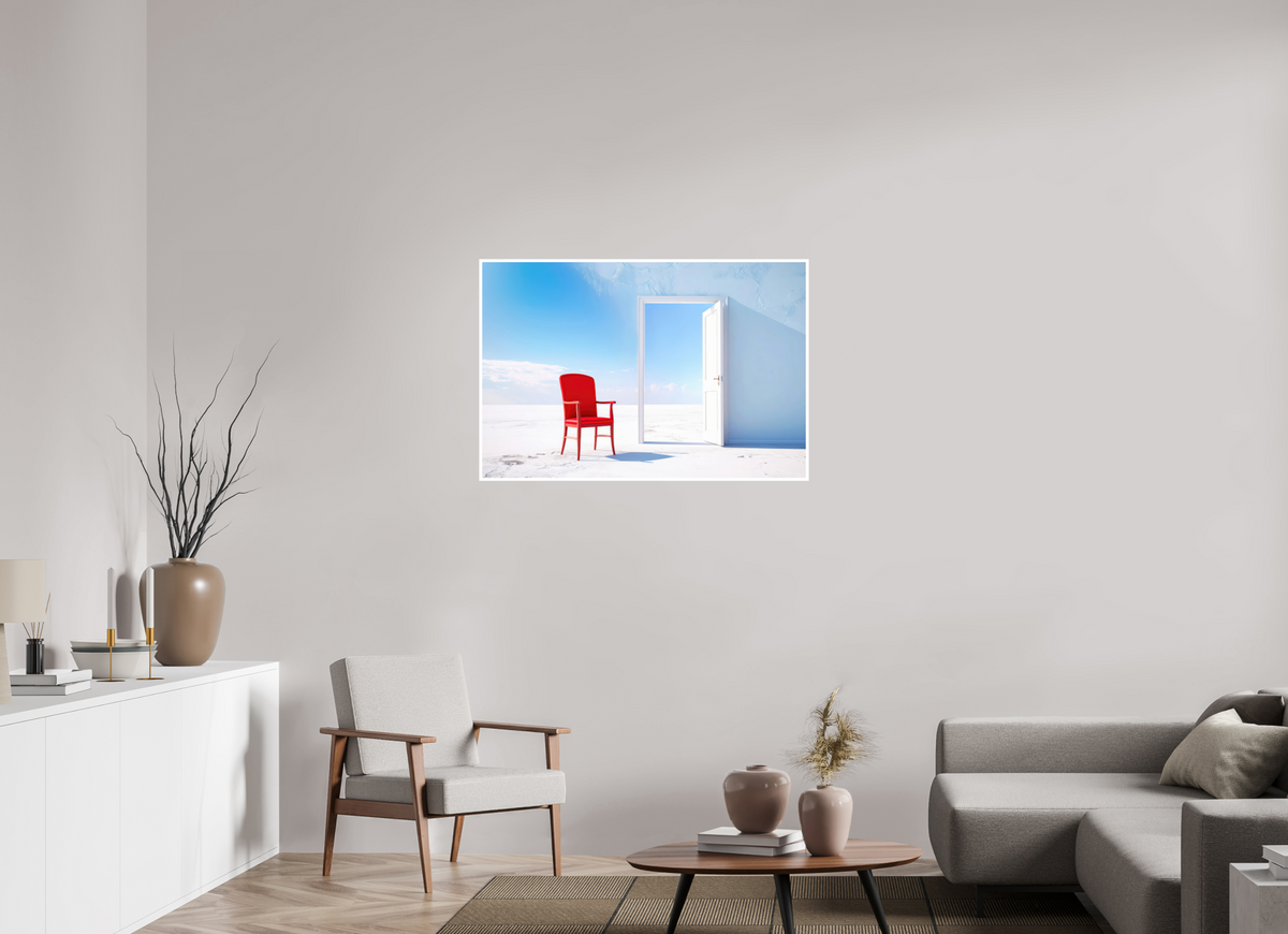 105 x 70 cm, Fine Art Print Hahnemühle Baryta Blick durch die Tür surreal-02—Wandkunst, Fine Art Print, Leinwand, Acryldruck, Alu-Dibond