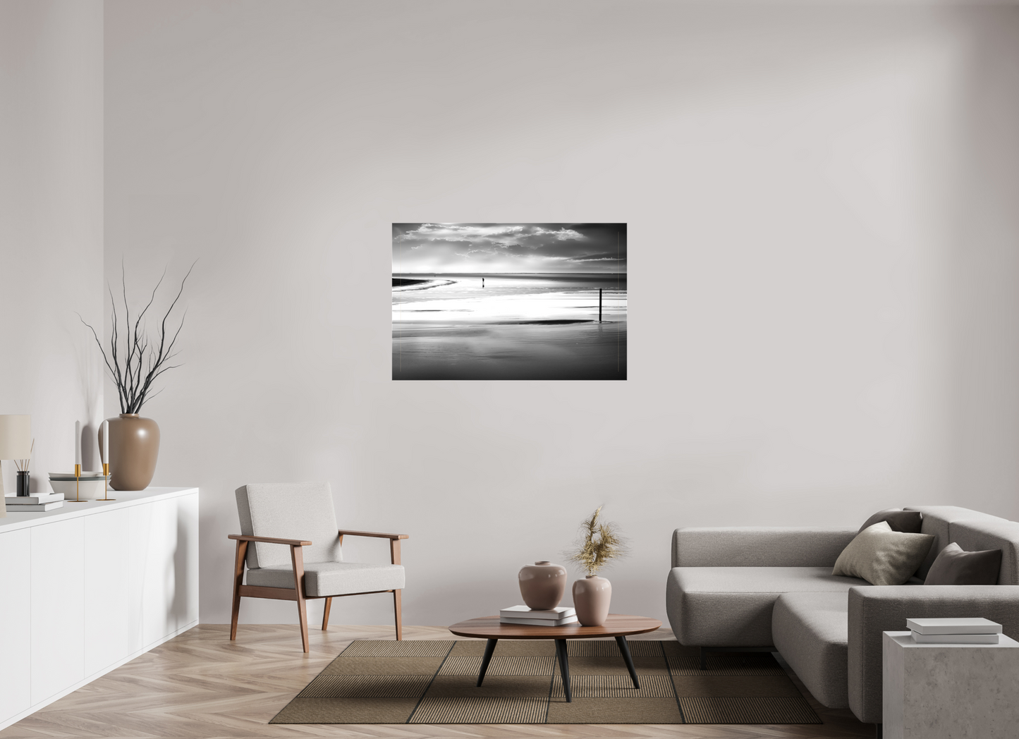 120 x 80 cm, Leinwand glänzend Mann im Wattenmeer-01