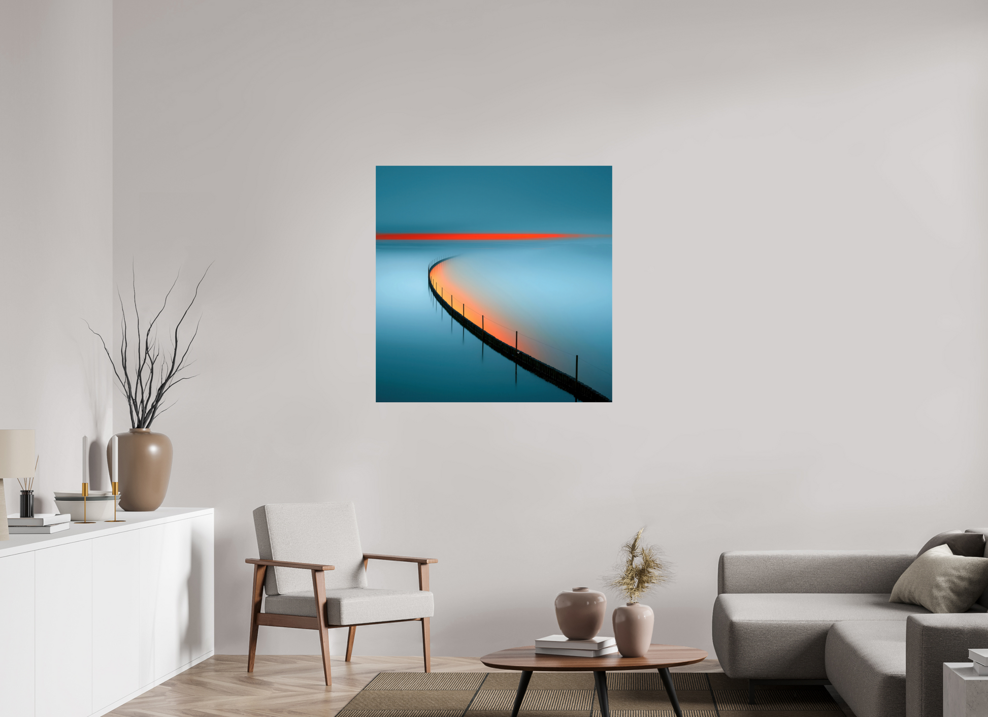 100 x 100 cm, Fine Art Print gerahmt Gezeitenfeuer