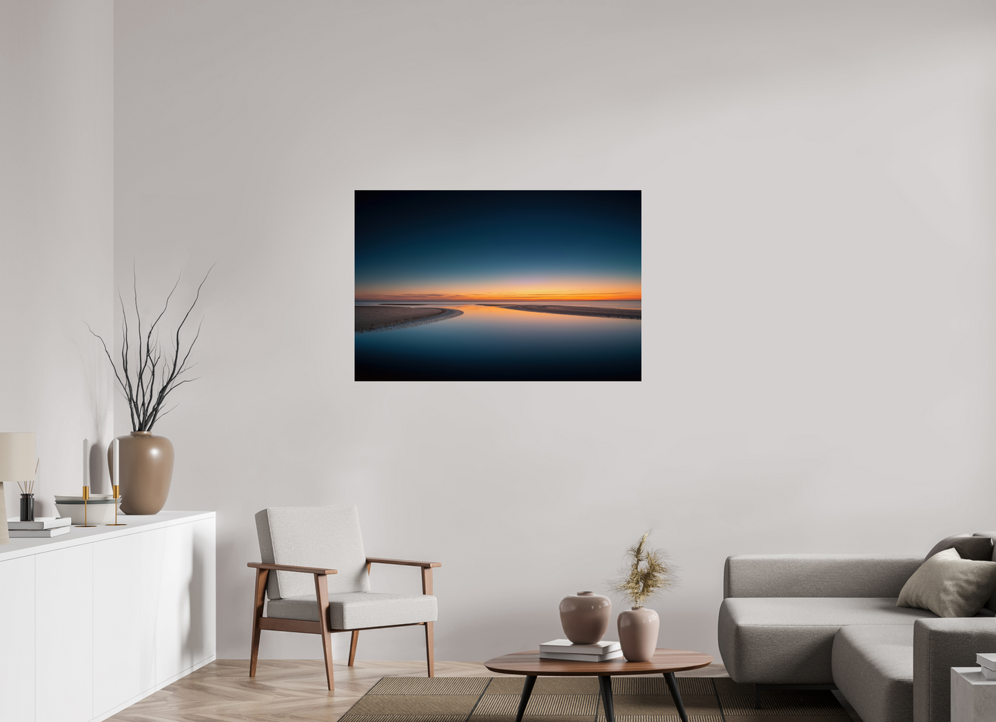 120 x 80 cm, Acrylglas glänzend standard Stille über dem Watt-02