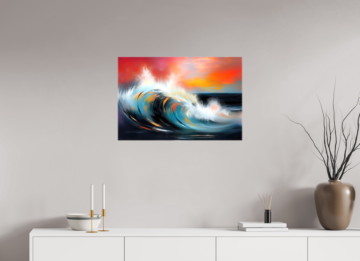 75 x 50 cm, Leinwand glänzend Glühende Brandung